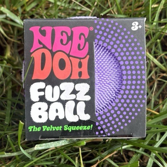 Nee Doh Fuzz Ball Velvet Tactile Squeeze Toy, Purple/Black, Ages 3+ (3-4 Years)