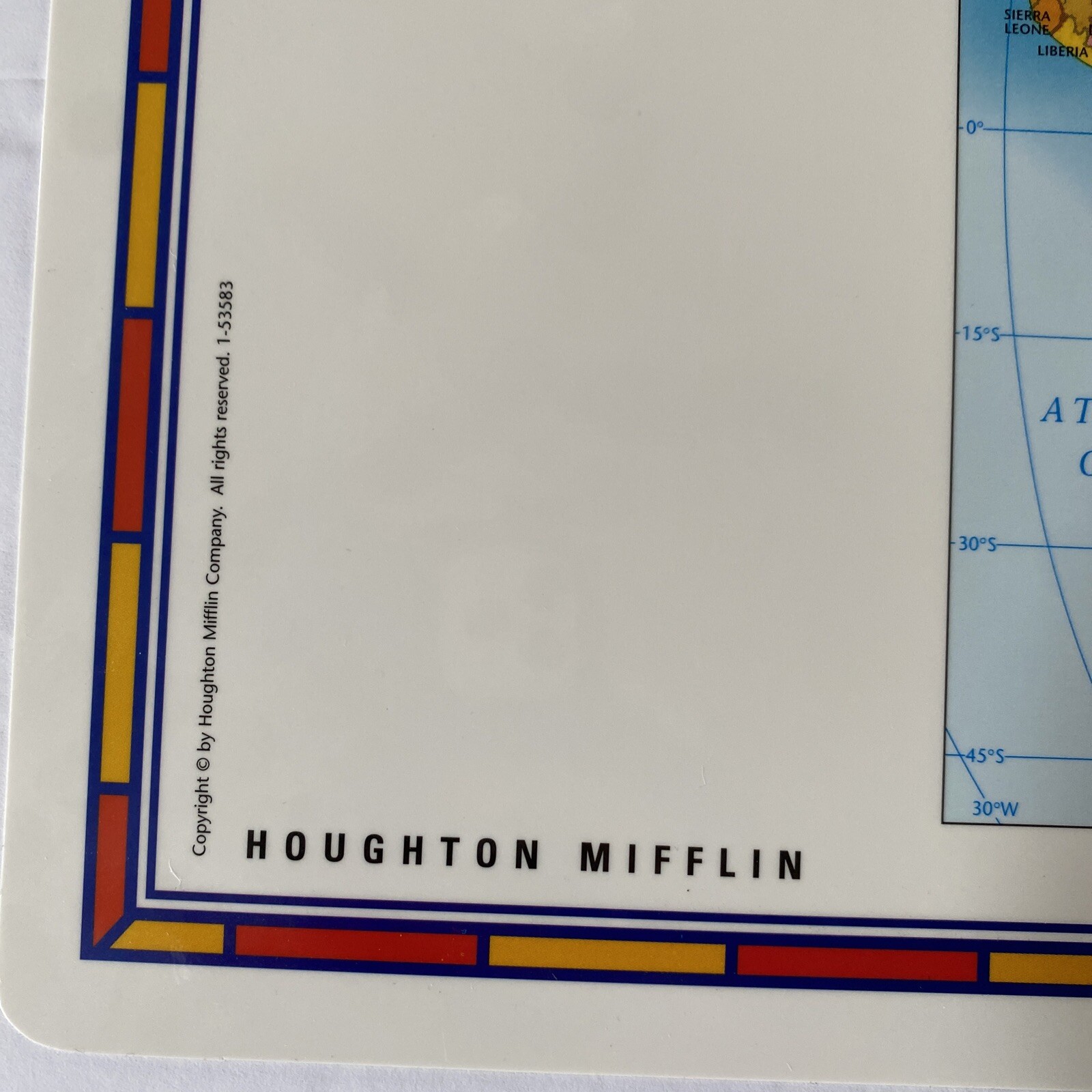 Houghton Mifflin Eastern & Western Hemisphere Double Side Map 11”x17” I53583