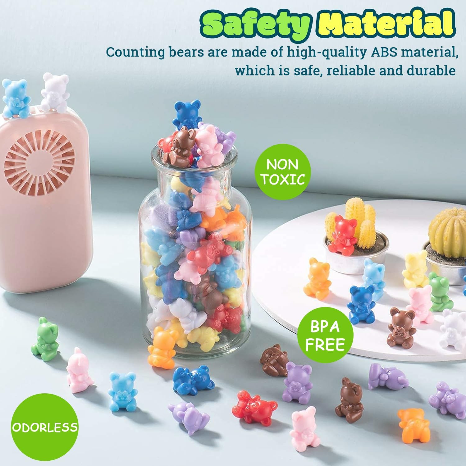 Rainbow Counting Bears Set of 60, 6 Colors Sorting Teddy Plastic Bears Math Mani