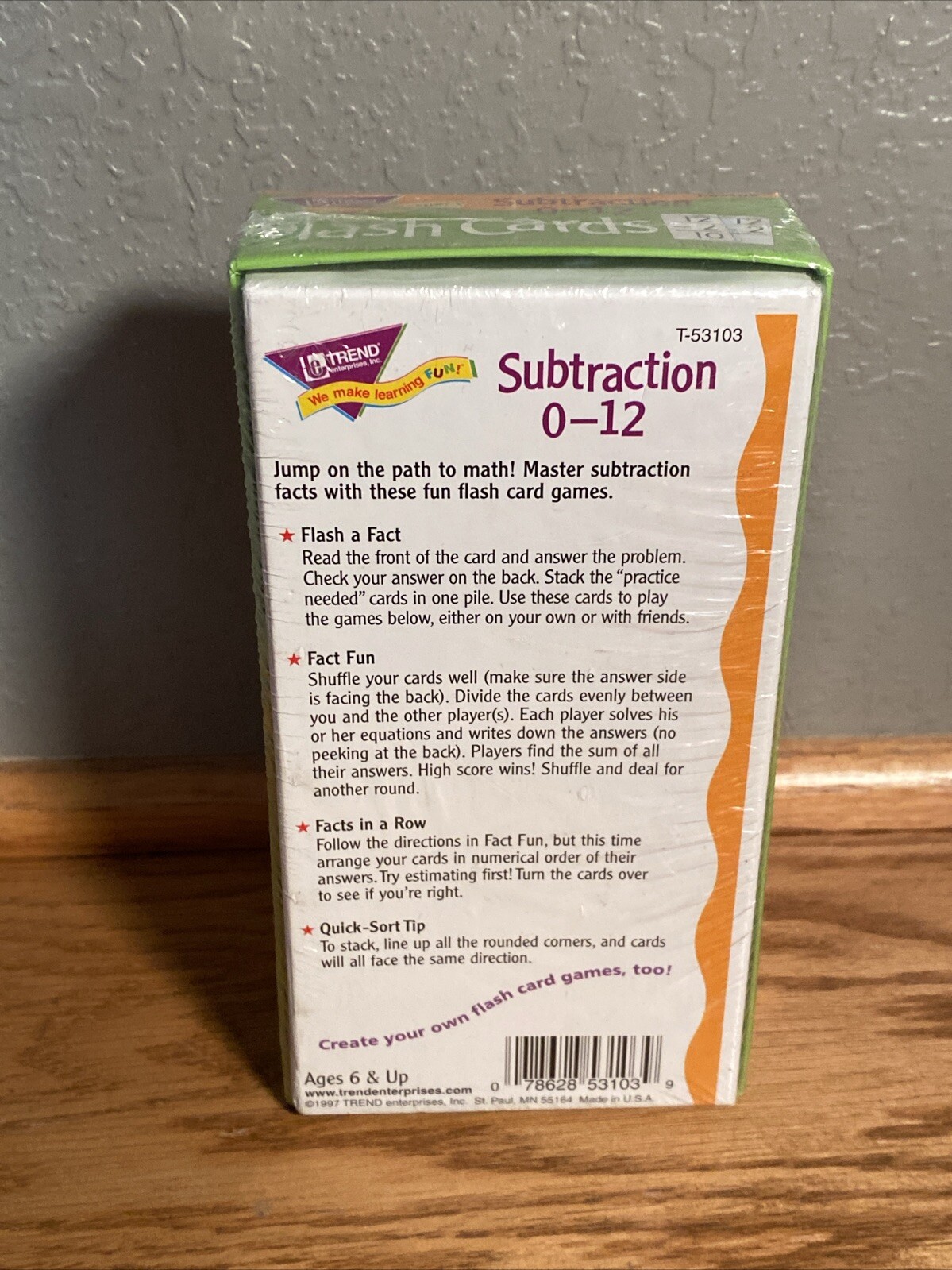 91 Flash Cards Subtraction 0-12 StudySkill Prep (Sealed, 2004) Ages 6 And Up