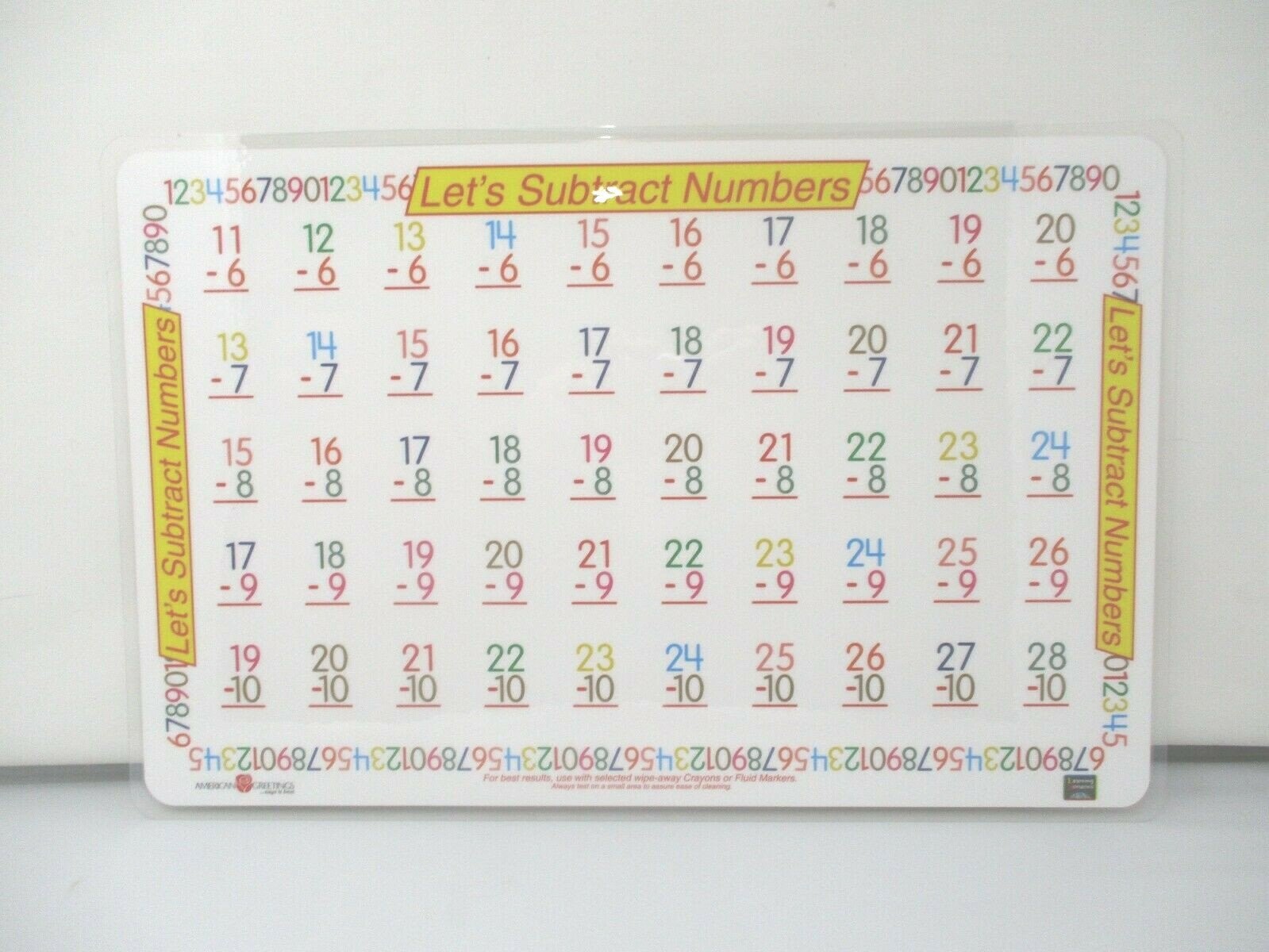 EduMat Let’s Subtract Numbers Vertical Placemat SET OF 2