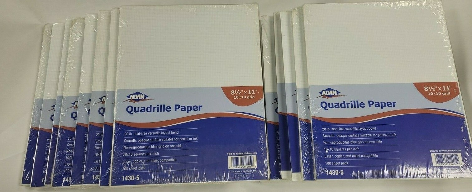 15 packs Alvin, Quadrille Paper, Graph/Drafting, 10×10 Grid, 8.5×11 Inches -100