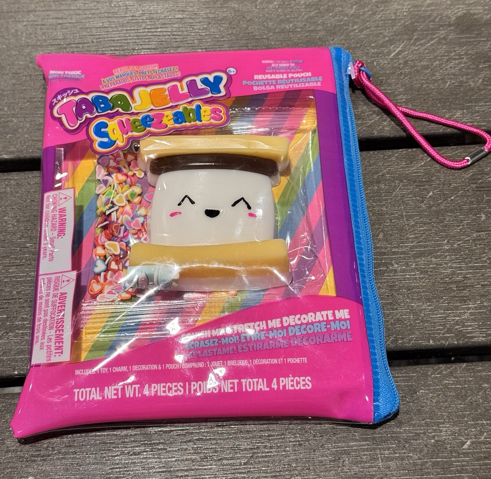 New Taba Jelly Decorating Squeezeables S’more Squishy Toy With Reusable Pouch