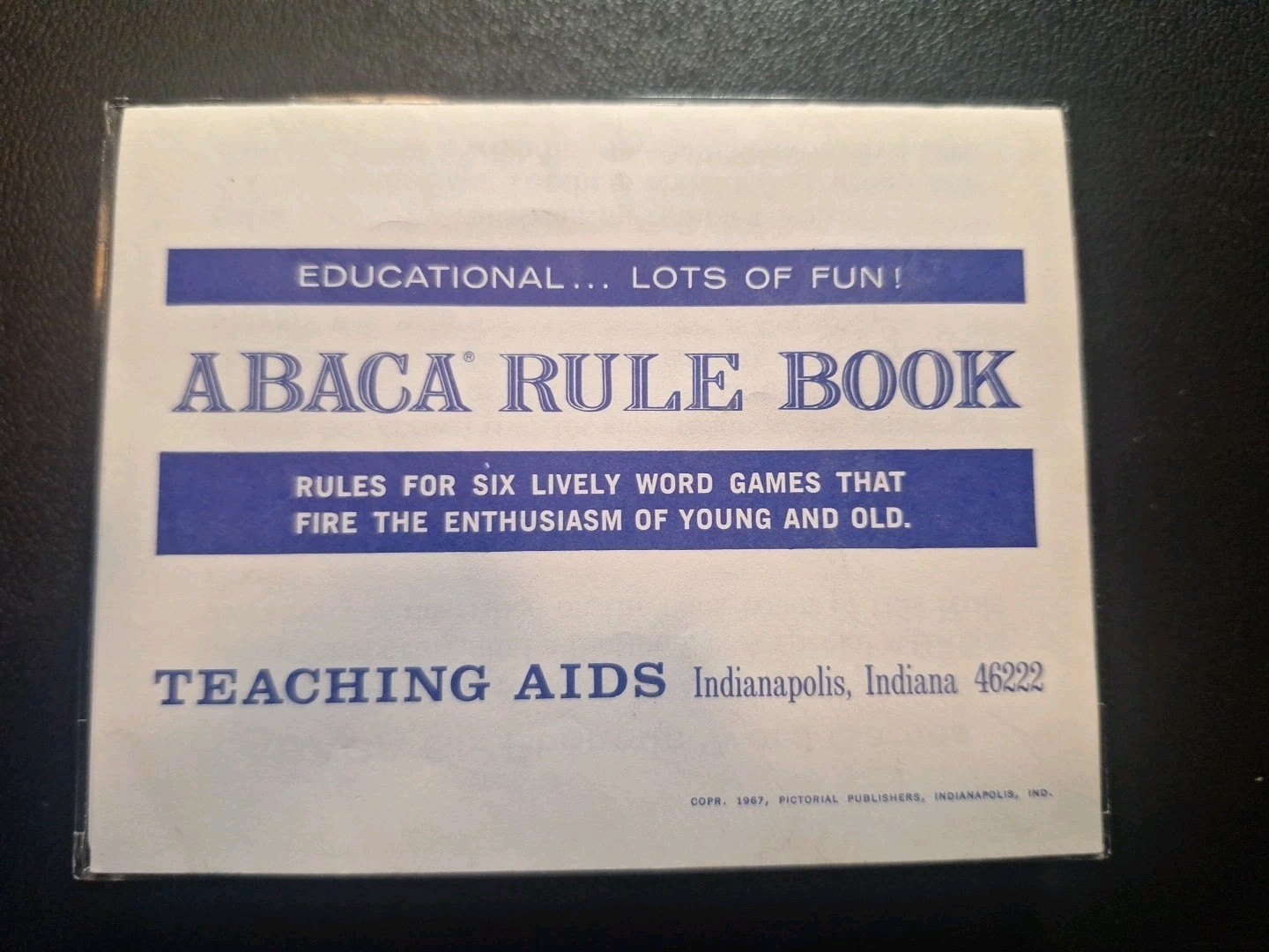 Abaca Vintage Card Deck 1967 Rule Book Teaching Aids Games