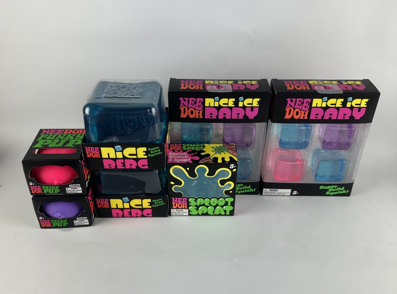 Needoh – 2 nice berg, 2 funky pup, and 2 nice ice baby 1 Sploot Splat – 7 Items