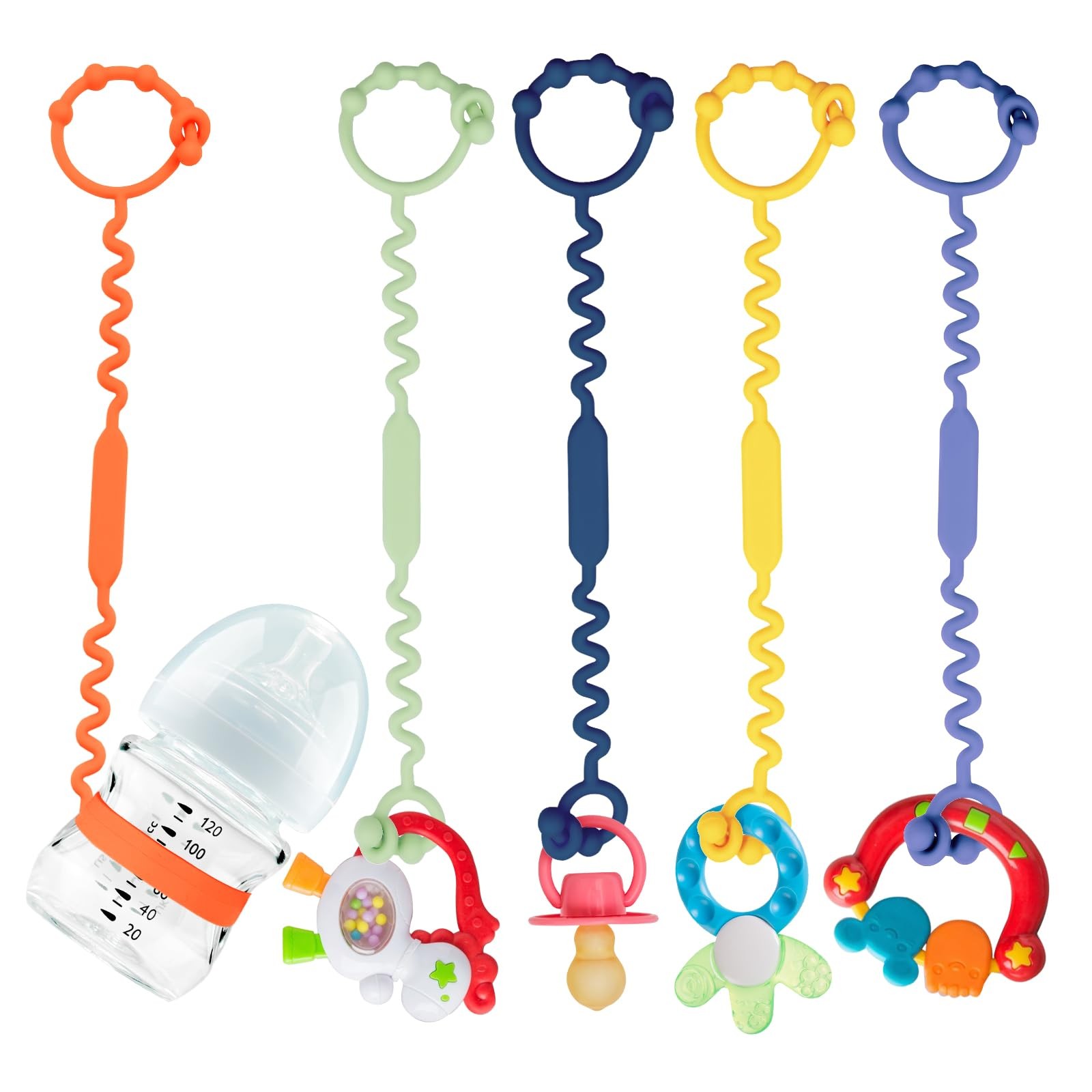 Yunaeduo Toy Straps For Baby Silicone Toy Straps For Stroller Toy Safety Straps