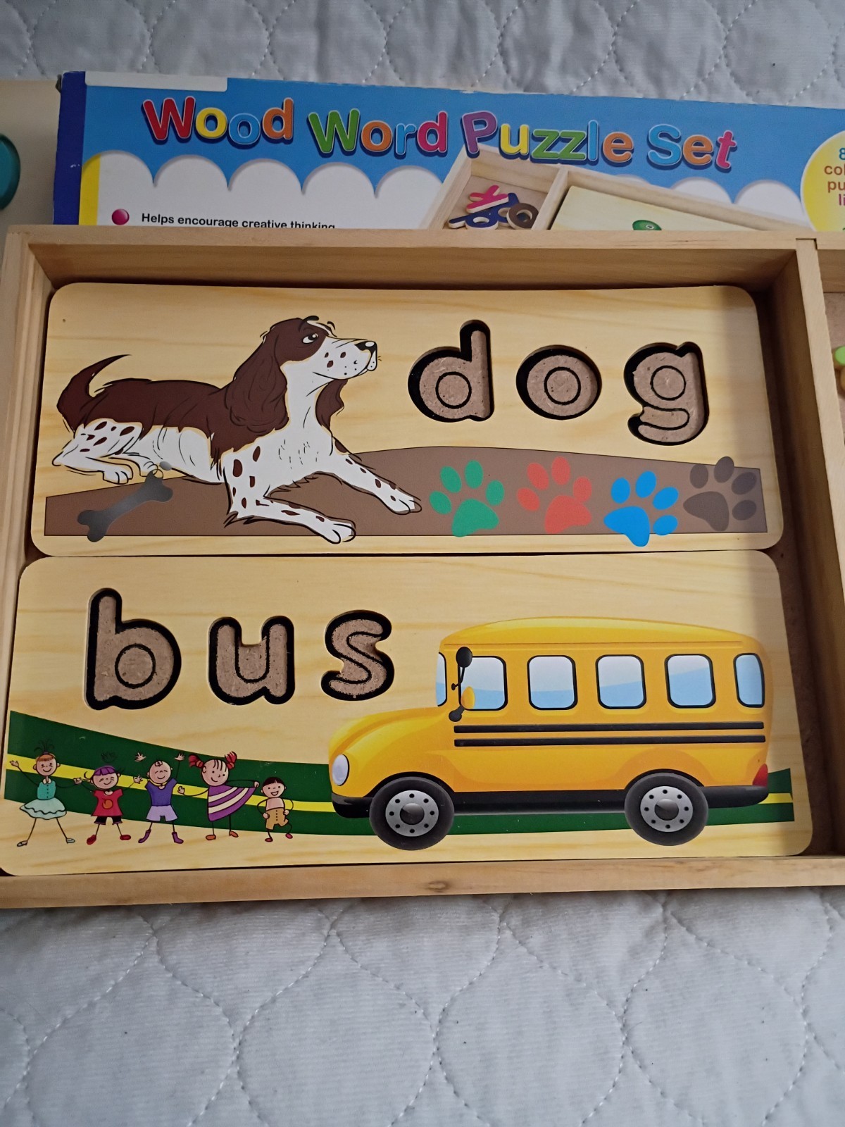 Wooden Learning Puzzles 3 Pack. Numbers Letters Words. Ages 3+ Educational
