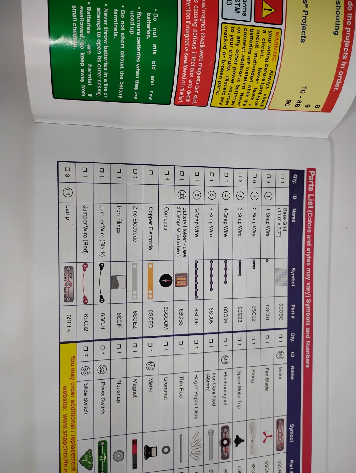 Snap Circuits by Elenco Snaptricity projects 1-78 instruction Manual