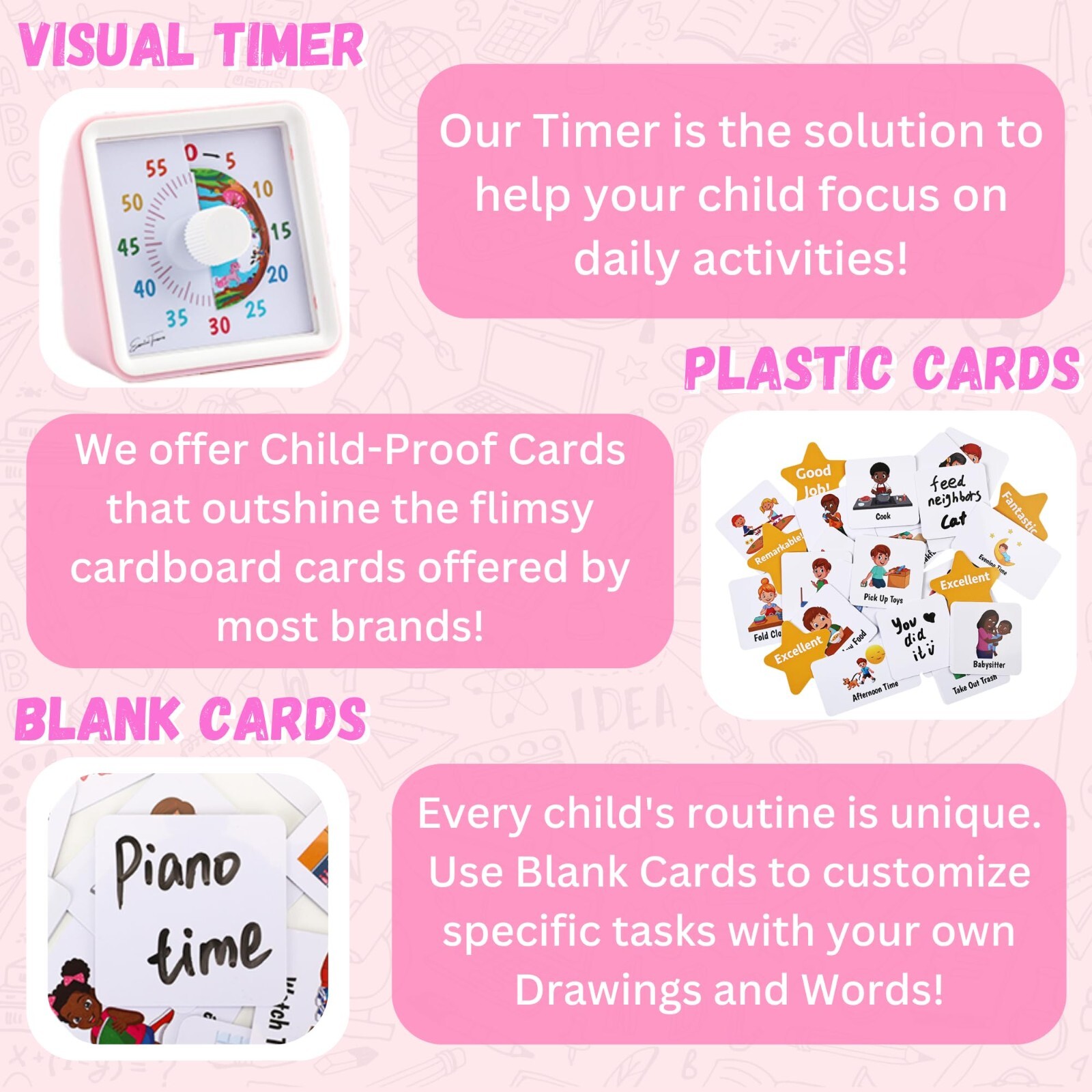 Visual Schedule for Kids & Visual Timer Reward Chart for Kids Autism Sensory Toy