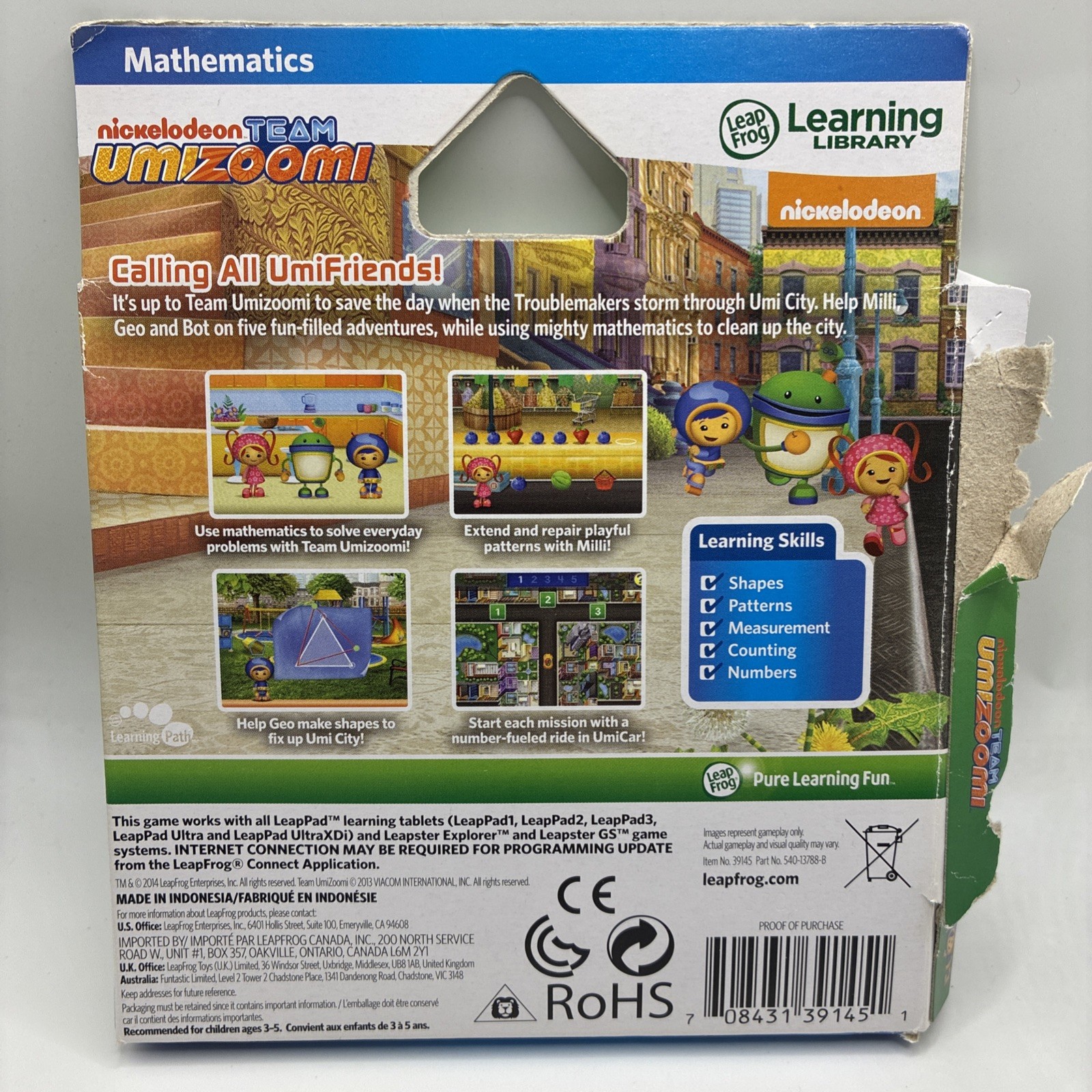 LeapFrog Team Umizoomi Mathematics LeapPad Leapster GS Game Tested Complete Box