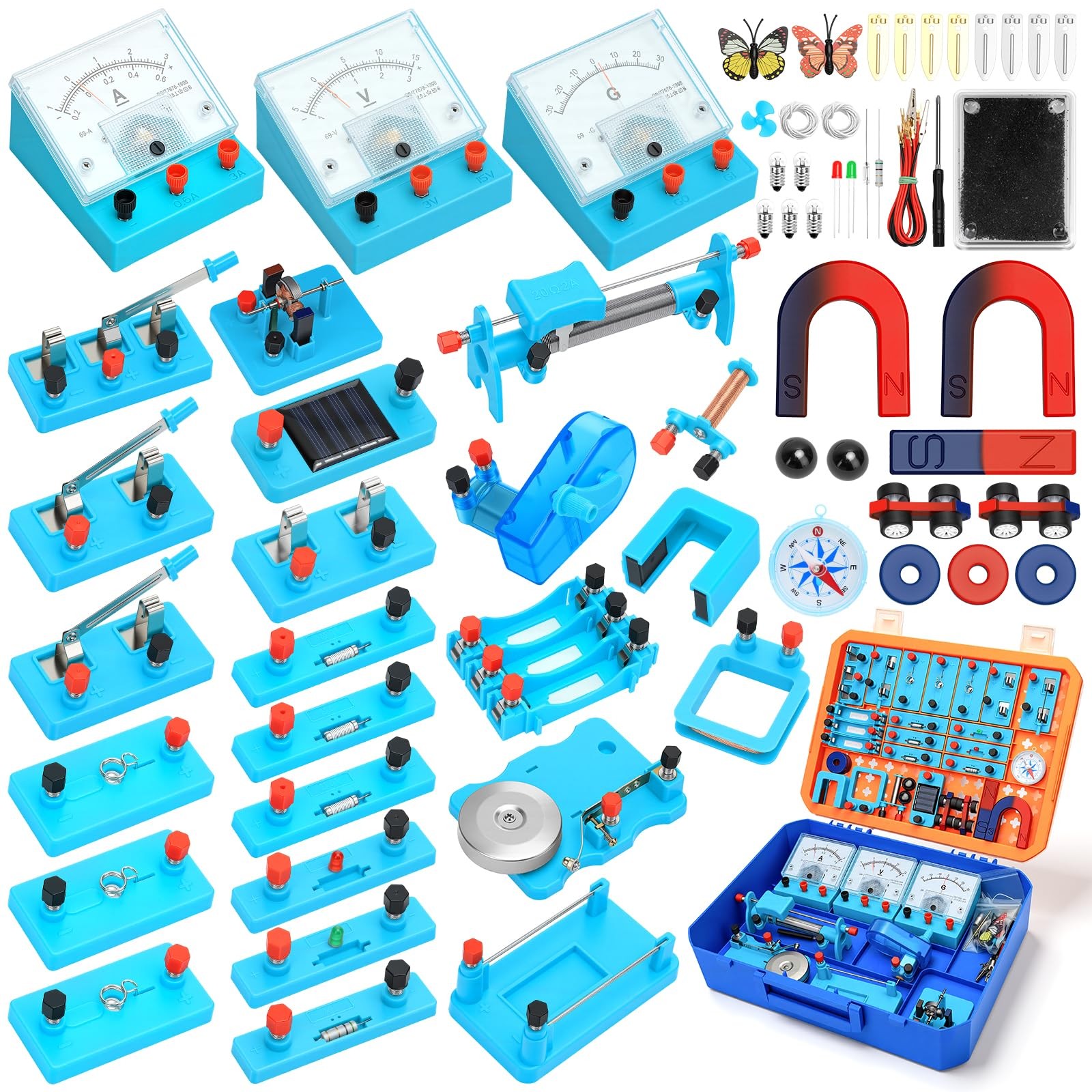 Science Magnet Kit for Students with Bar/Horseshoe/U Shaped/Iron Filings/Comp…