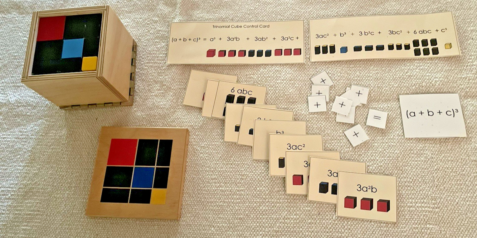 Montessori Trinomical Cube with Equation and Control Cards plus Work mat