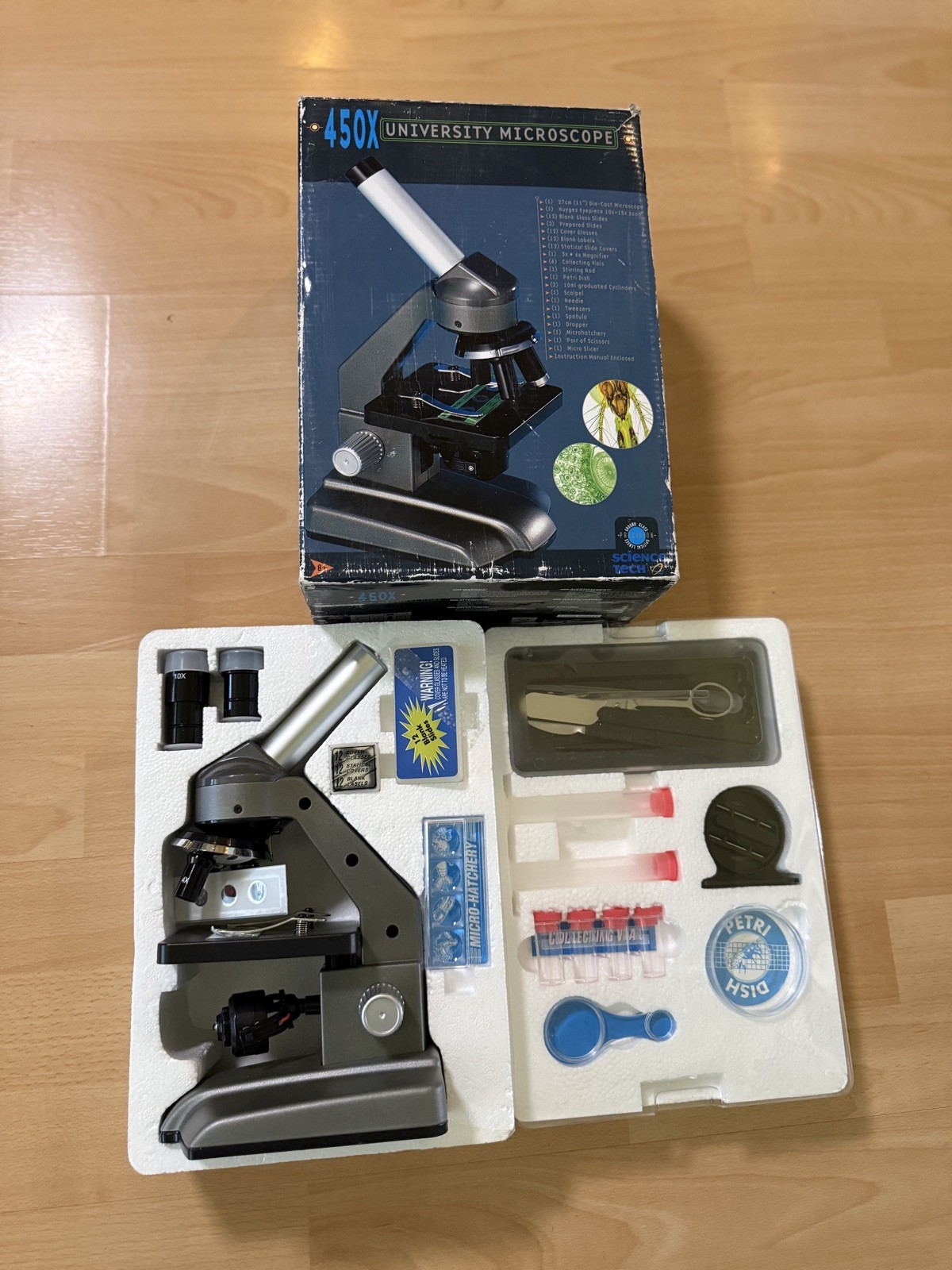 Lakeshore 450x University Microscope w/40+ Pieces IN FABULOUS CONDITION No Flaws