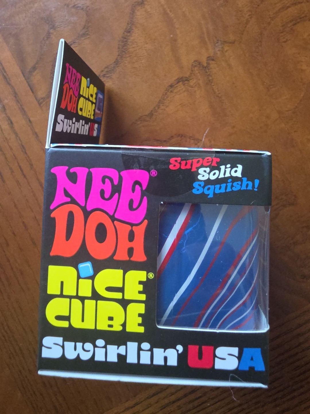NEEDOH Nice Cube Swirlin’ USA Super Solid Squish NEW ❤️🤍💙