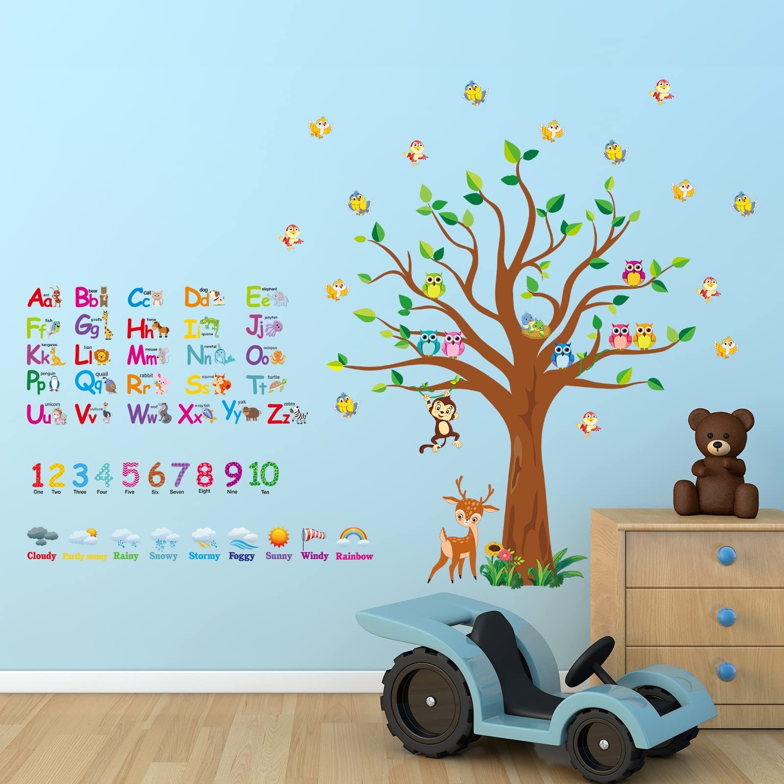 Pajean 4 Sheets Alphabet & Number Wall Decals for Kids Numbers Learning Child…