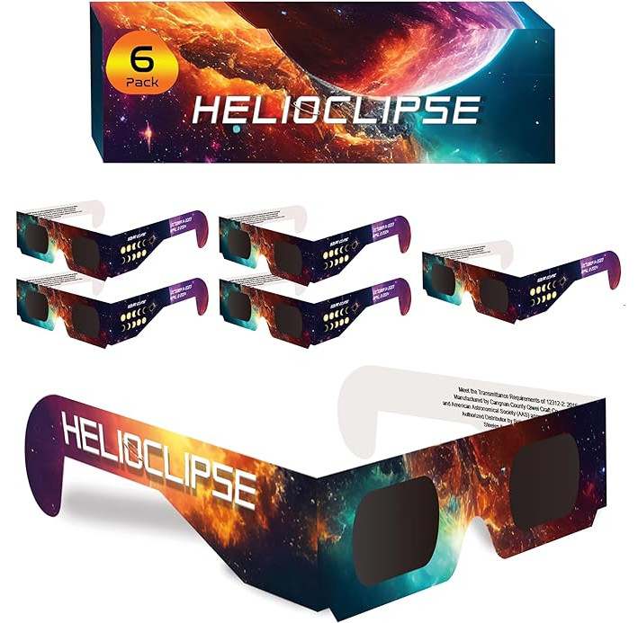 Solar Eclipse Viewing Glasses -CE & ISO Certified -6 Pairs for friends & family