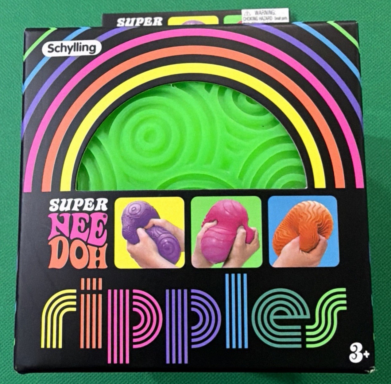 Schylling Super Mega NeeDoh Ripples Green Tactile Squeeze Toy Viral TikTok