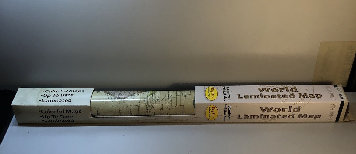 Waypoint Geographic NIB 24×36 Laminated World Map – Can Use w/ Dry Erase Markers