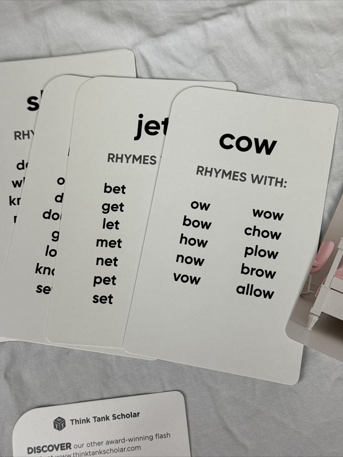 Think Tank Scholar Preschool 34 Rhyming Flash Cards Games Award Winning Youth