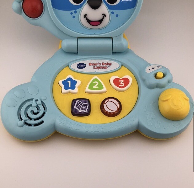 VTech Bear’s Baby Laptop Blue Numbers Shapes Sounds Songs Learning 6-36 Months