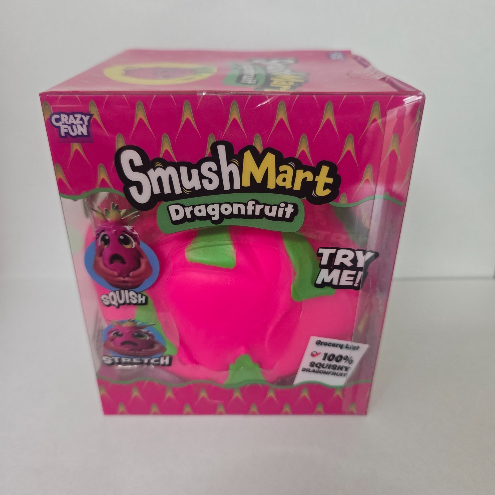 SmushMart Pink/Green Dragonfruit Squishy Sensory Fidget Toy