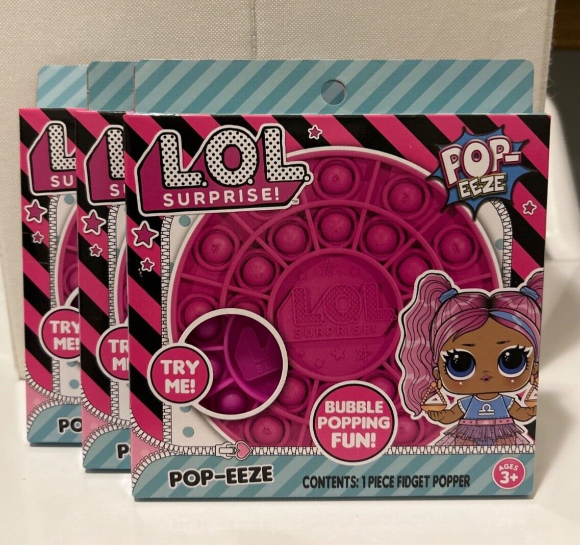 LOL SURPRISE! POP-EEZE FIDGET POPPER HOT PINK BUBBLE POPPING FUN (3 INCLUDED)