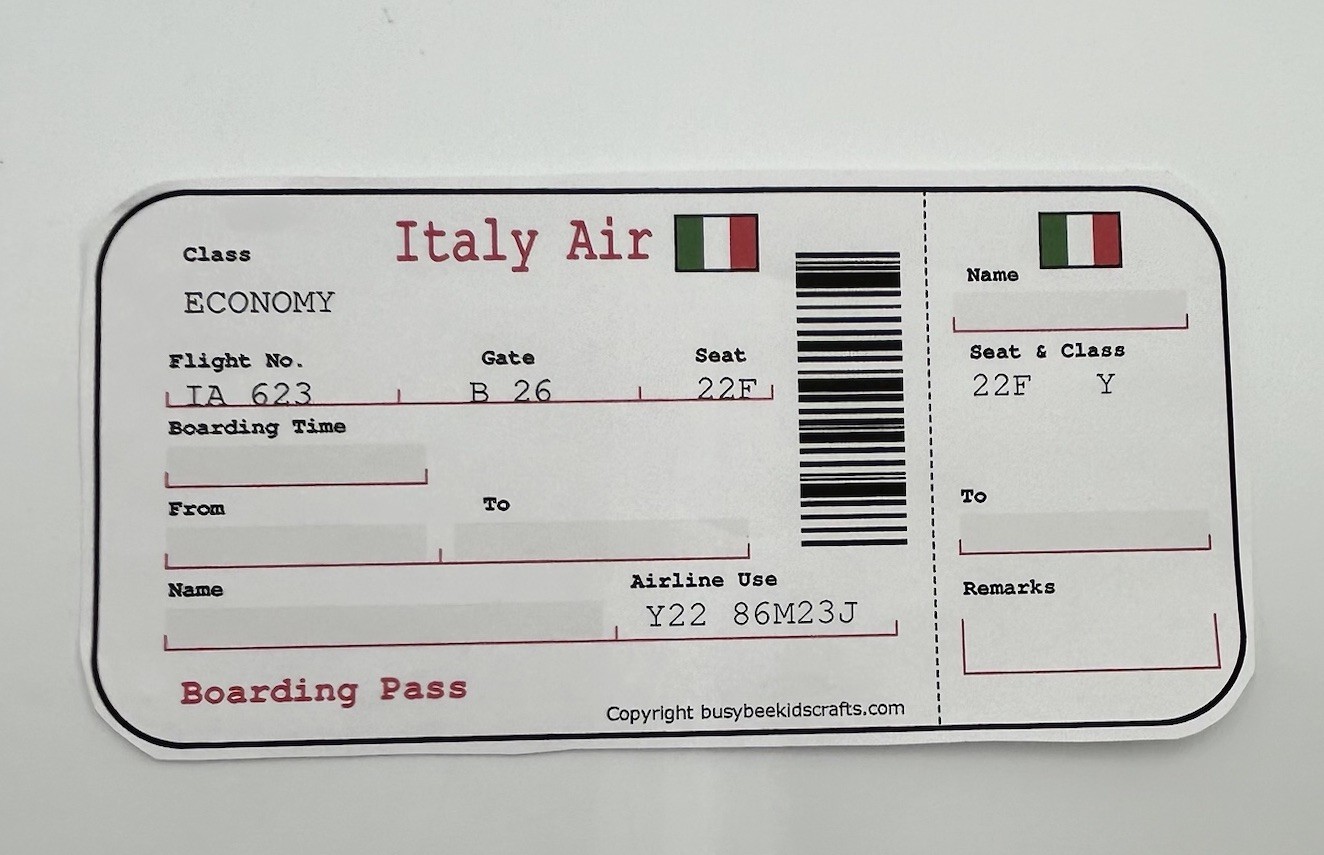 Play Passport With Stickers And Aire Italy Play Ticket Teaching Tree