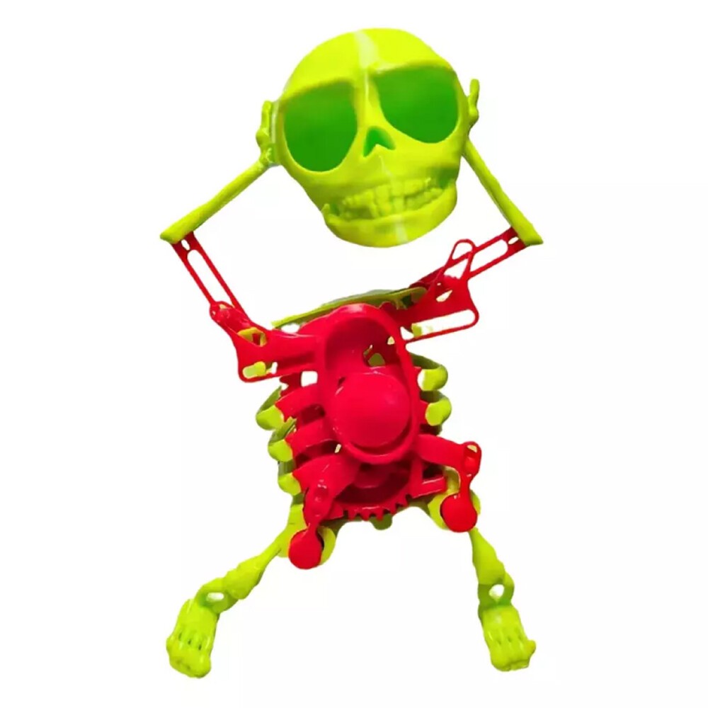 3D Dancing Skeleton Toy Clockwork Spring Self Moving Swinging Skull Bobblehead