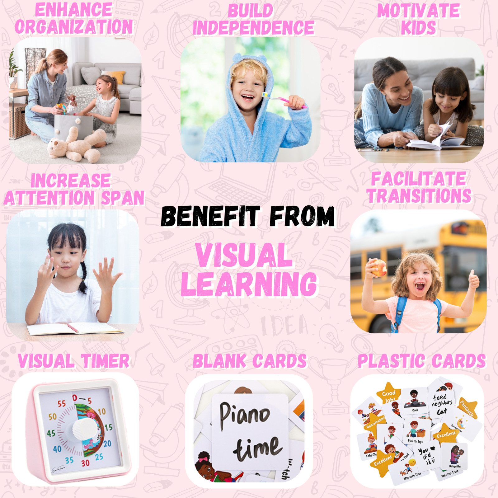 Visual Schedule for Kids & Visual Timer Reward Chart for Kids Autism Sensory Toy