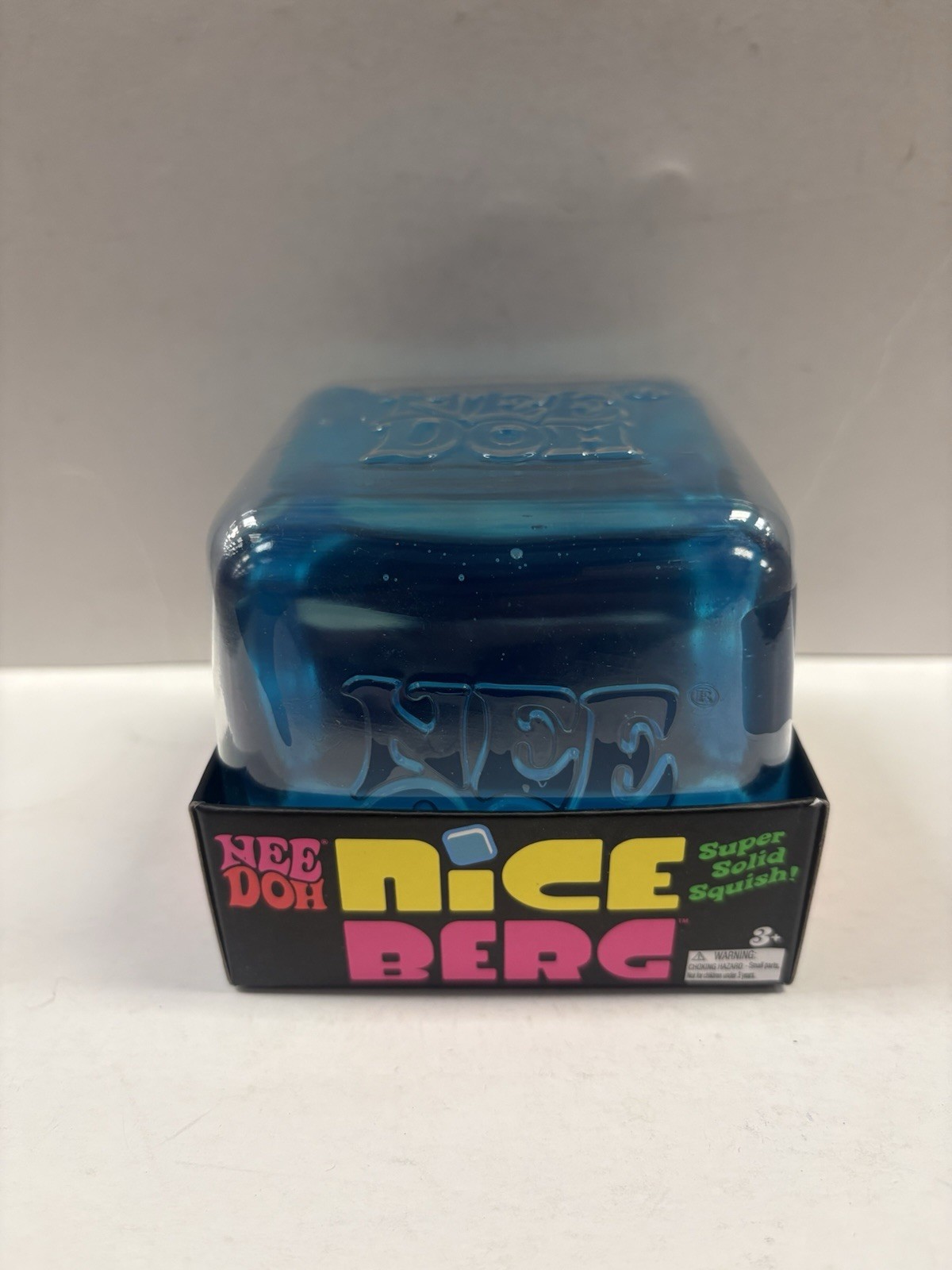 NeeDoh Nice Berg Blue XL Giant Nee Doh Solid Squish Cube New AUTHENTIC