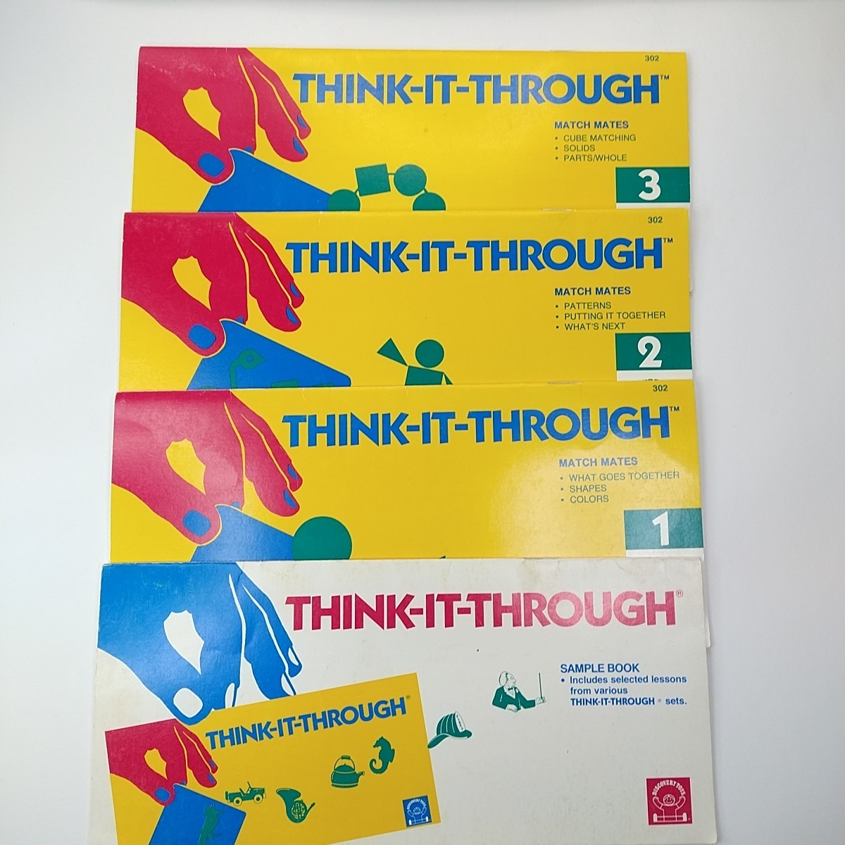 Vintage 1979-1980s Think-It-Through Tiles & 17 Book Lot Phonics Math Words More
