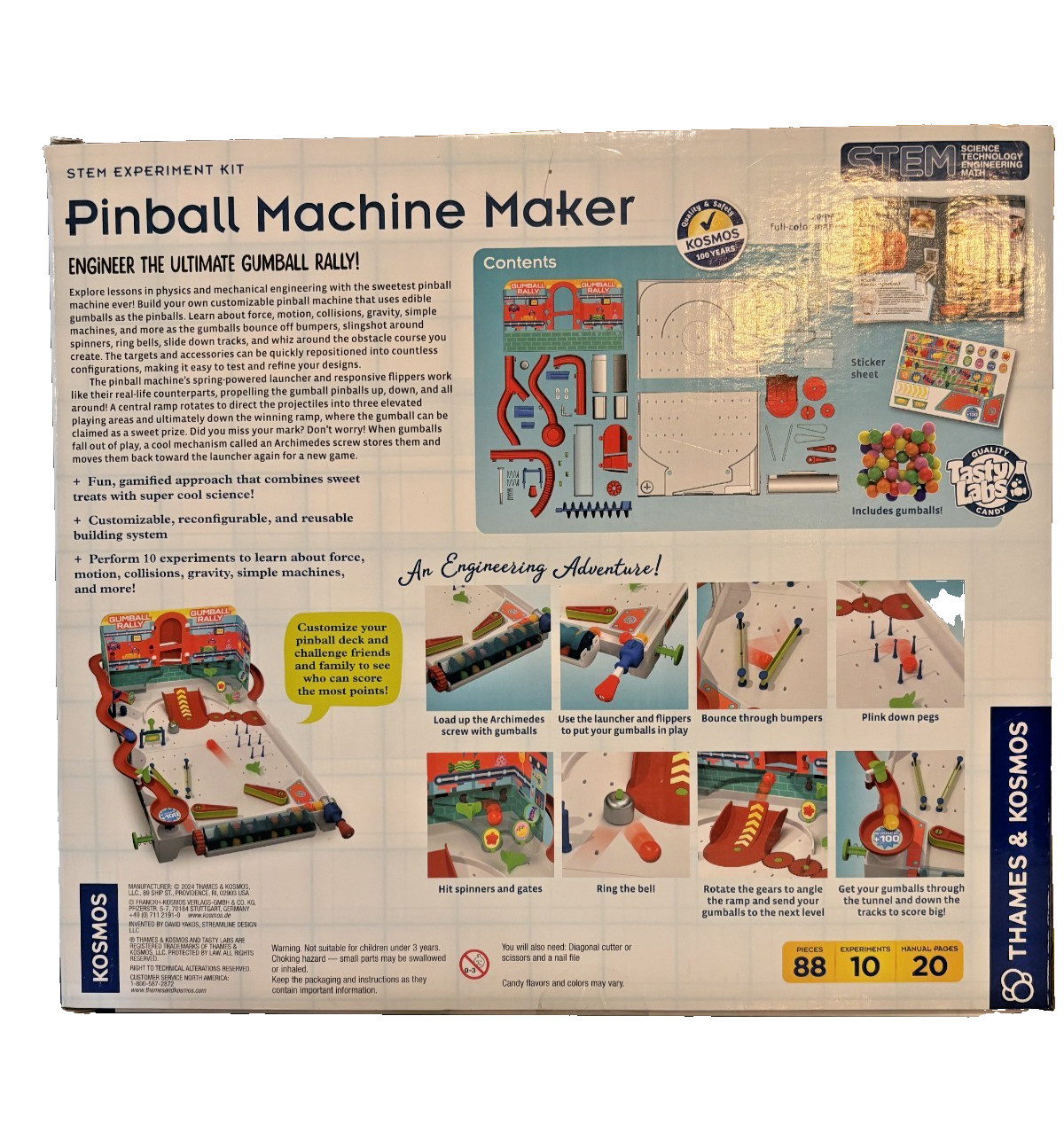Thames & Kosmos Pinball Machine Maker Gumball Rally STEM Kit Build Game NEW