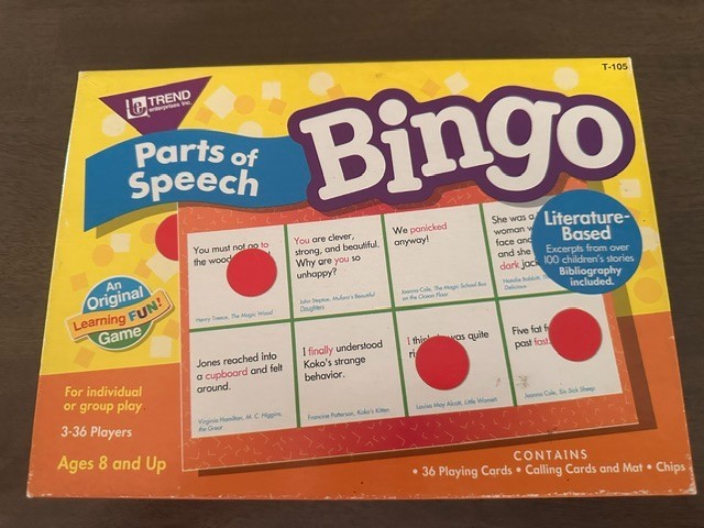 Bingo Parts of Speech game Trend Enterprises Inc Ages 8+