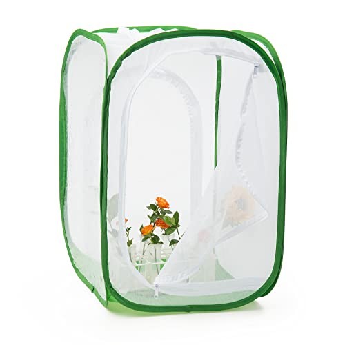 RESTCLOUD Butterfly Habitat Cage, Pop-up Insect Mesh Enclosure, 15.7×15.7×24 Inc