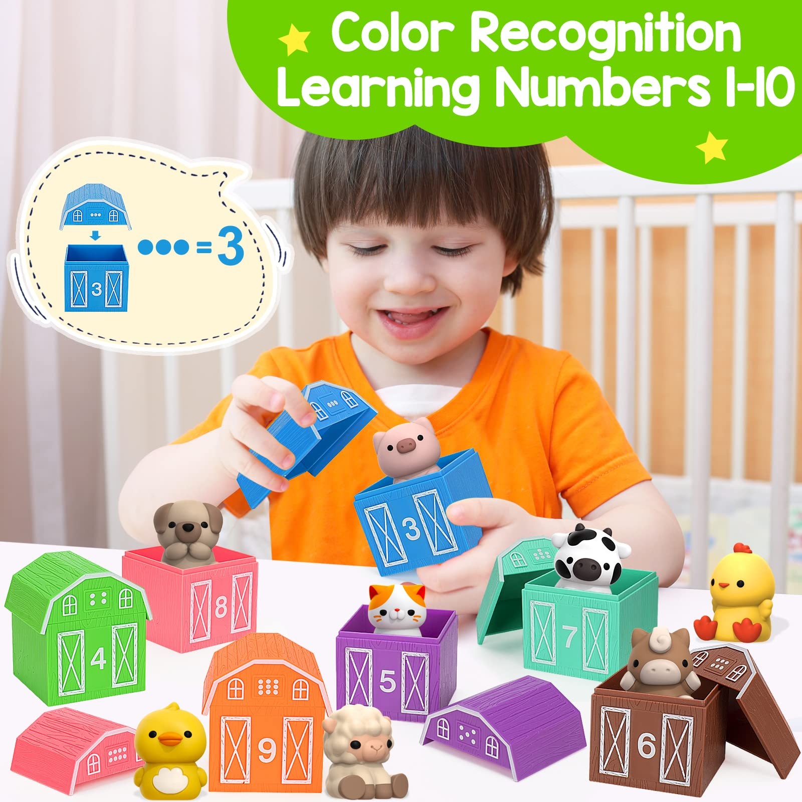 KMUYSL Toys for 1,2,3 Year Old Boys Girls, Farm Animals Medium, Multi-color