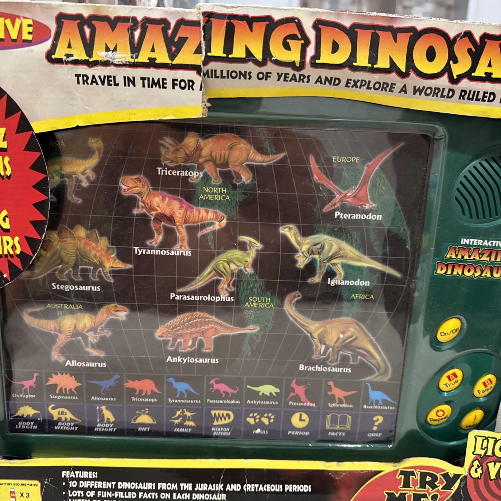 Interactive Amazing Dinosaurs Kids Learning Black Electronic Toy Working Read