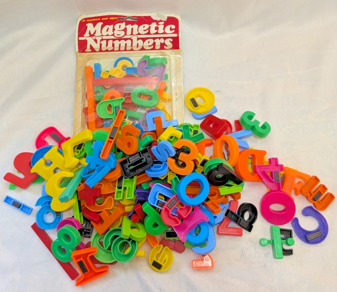 Vintage Magnetic Letters Numbers Lot Educational Math