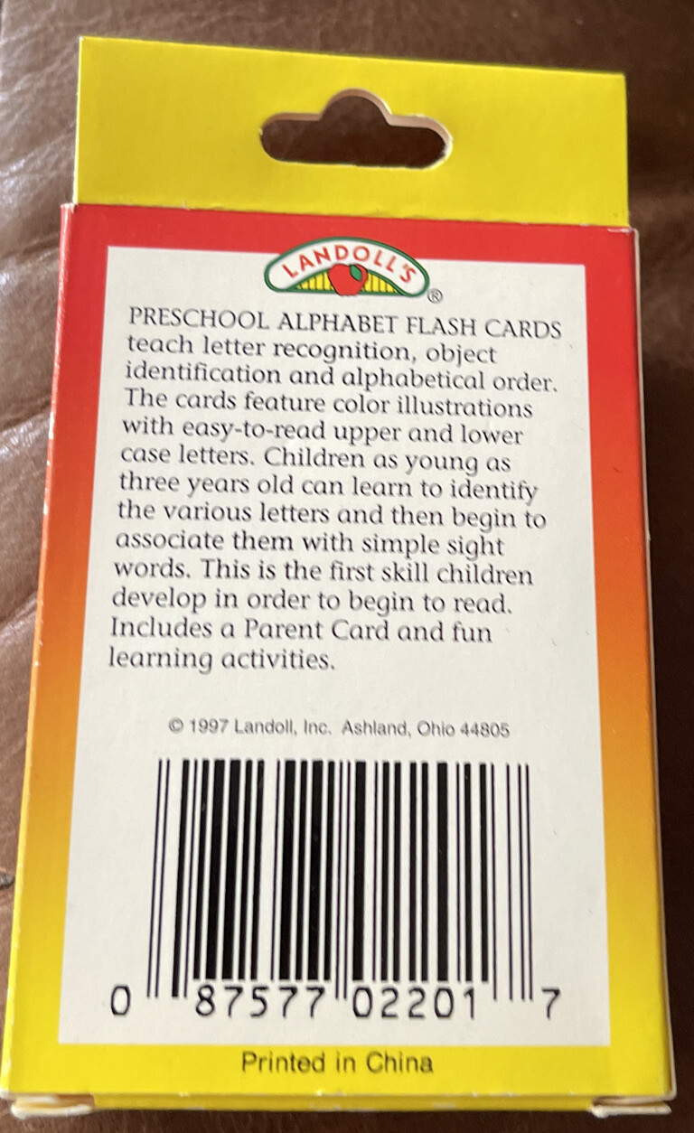 1997 Landoll’s – Alphabet Flash Cards – Ages 3 and Up, Preschool Mini