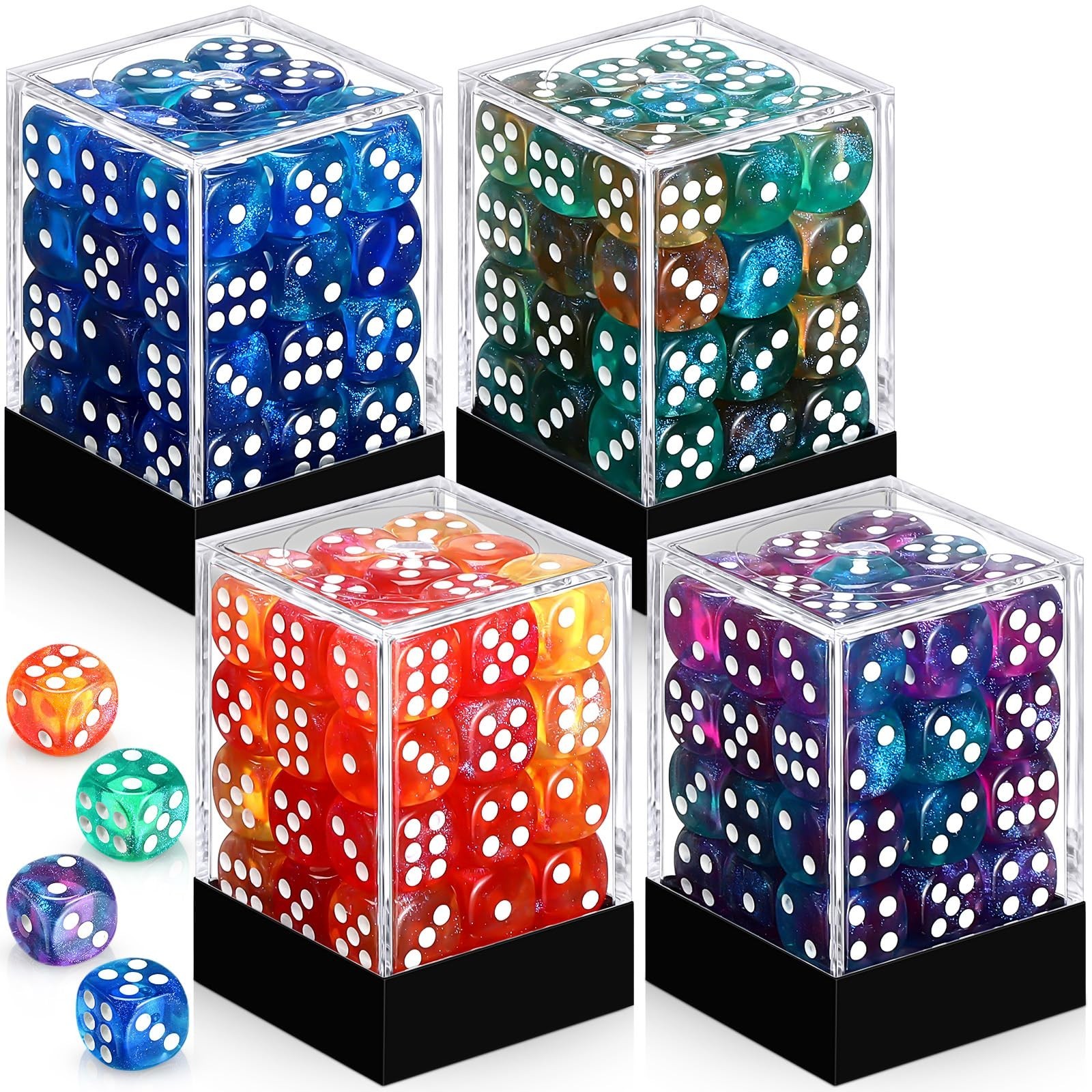 144 Pcs 12mm 6 Sided Mini Dice Set for School Classroom Table Games D6 Game S…