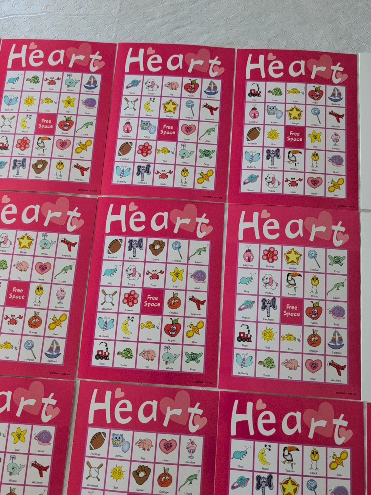 Heart Bingo By Current, 18 Cards And Letter Cards, Unused