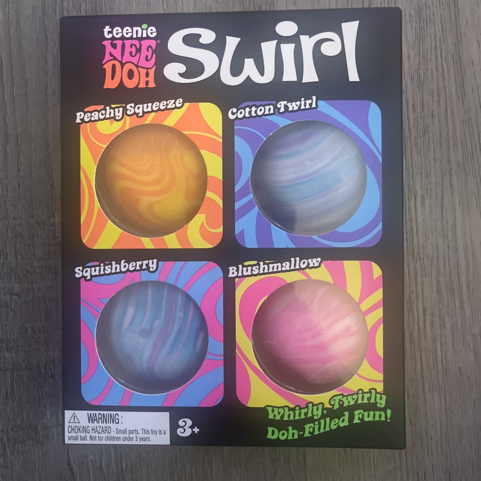 Schylling Teenie Nee Doh Swirl Doh-Filled Squishy Squeeze Toy Set, 4pk