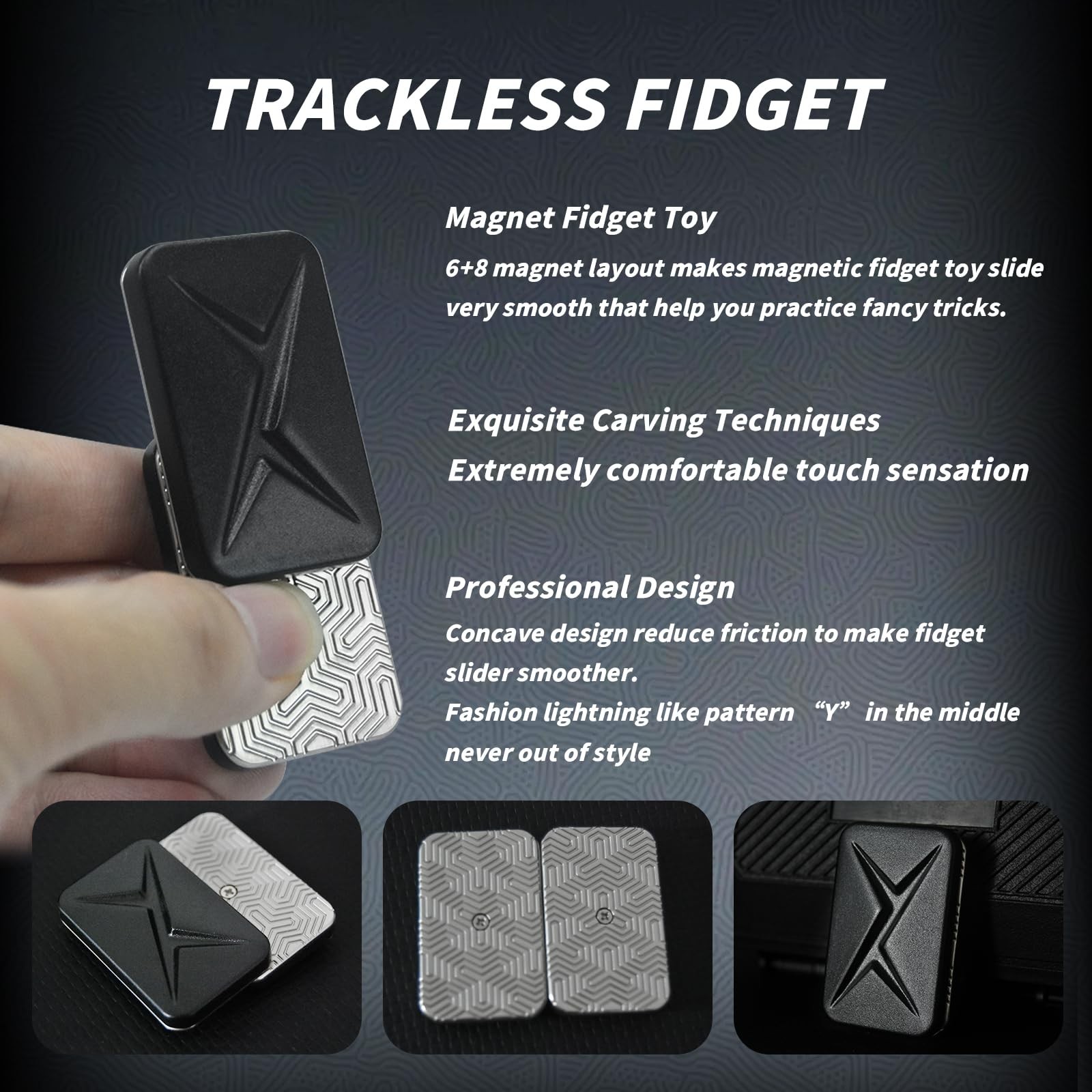 Magnetic Fidget Slider Set (3 Pack), Toys Adults Silver 3