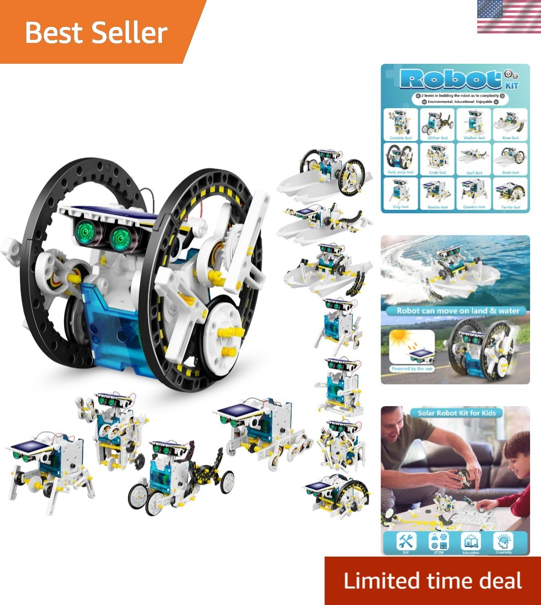 Eco-Friendly 13-in-1 Solar Robotics Kit for Kids: Hands-On STEM Learning Fun