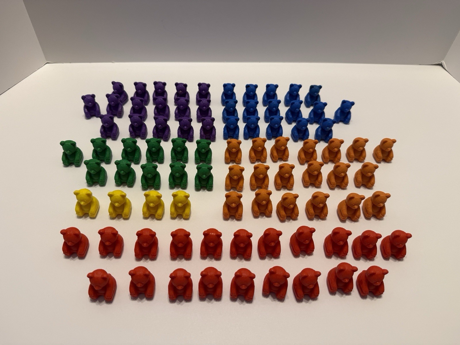 Plastic Counting Bears Lot Of 86 Purple Blue Green Orange Yellow Red