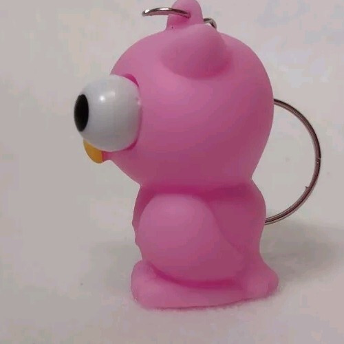 Owl Pink Rubber Squeeze Toy Eyes Pop Out Keychain Stress Fidget 2″ Tiny