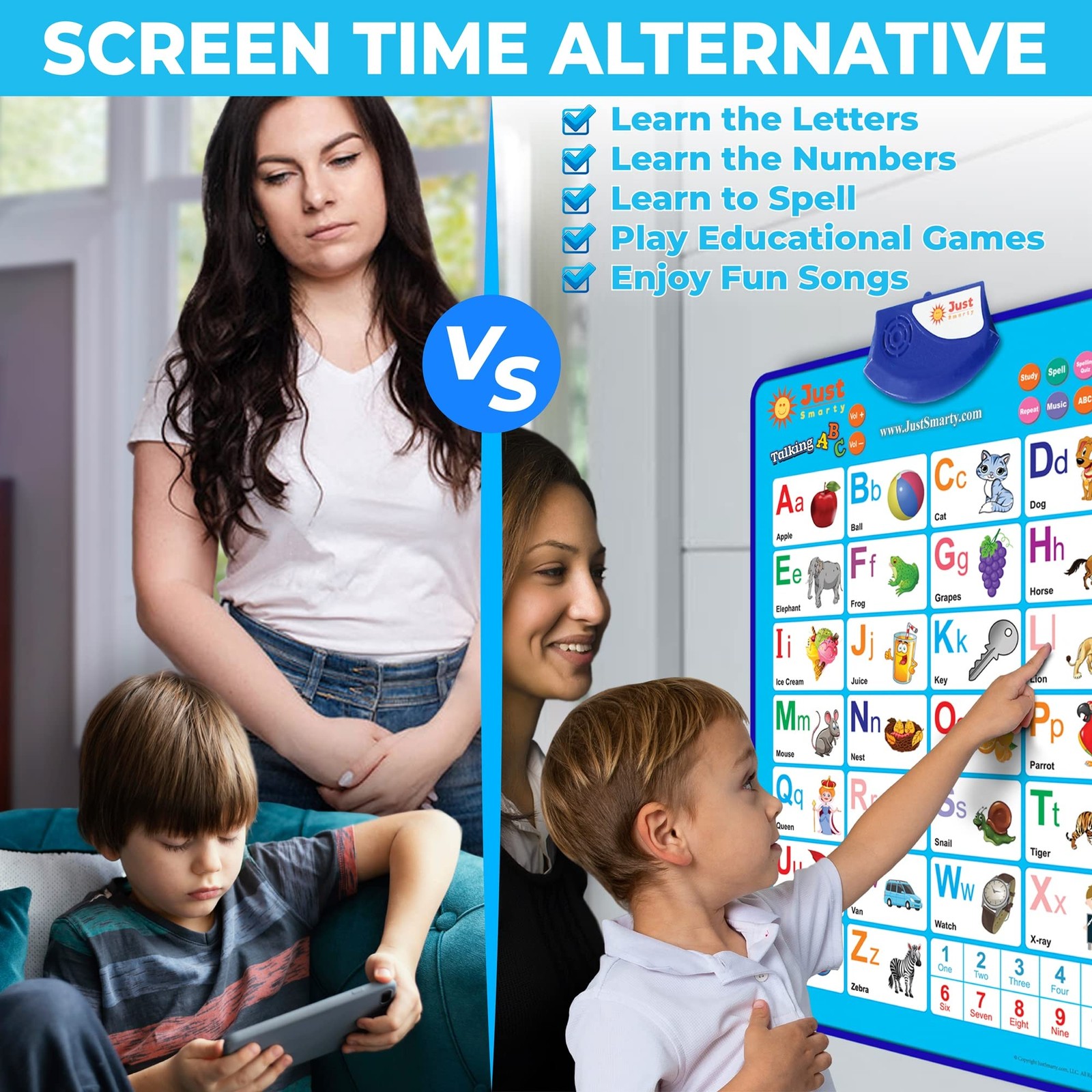 Just Smarty Alphabet Wall Chart for Toddlers 1-3 | 1 Count (Pack of 1), Blue