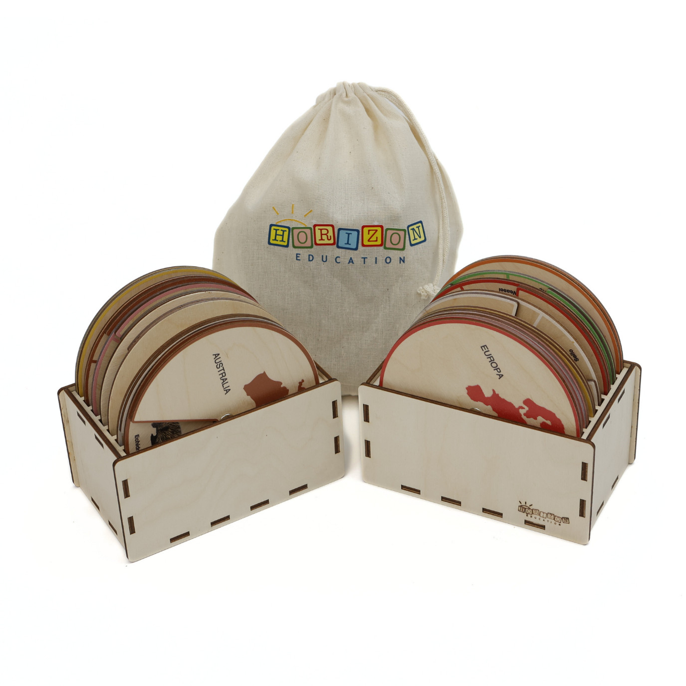 Animals of the World – Montessori Wooden Animal Wheels Set 7 Continents Ages 3+