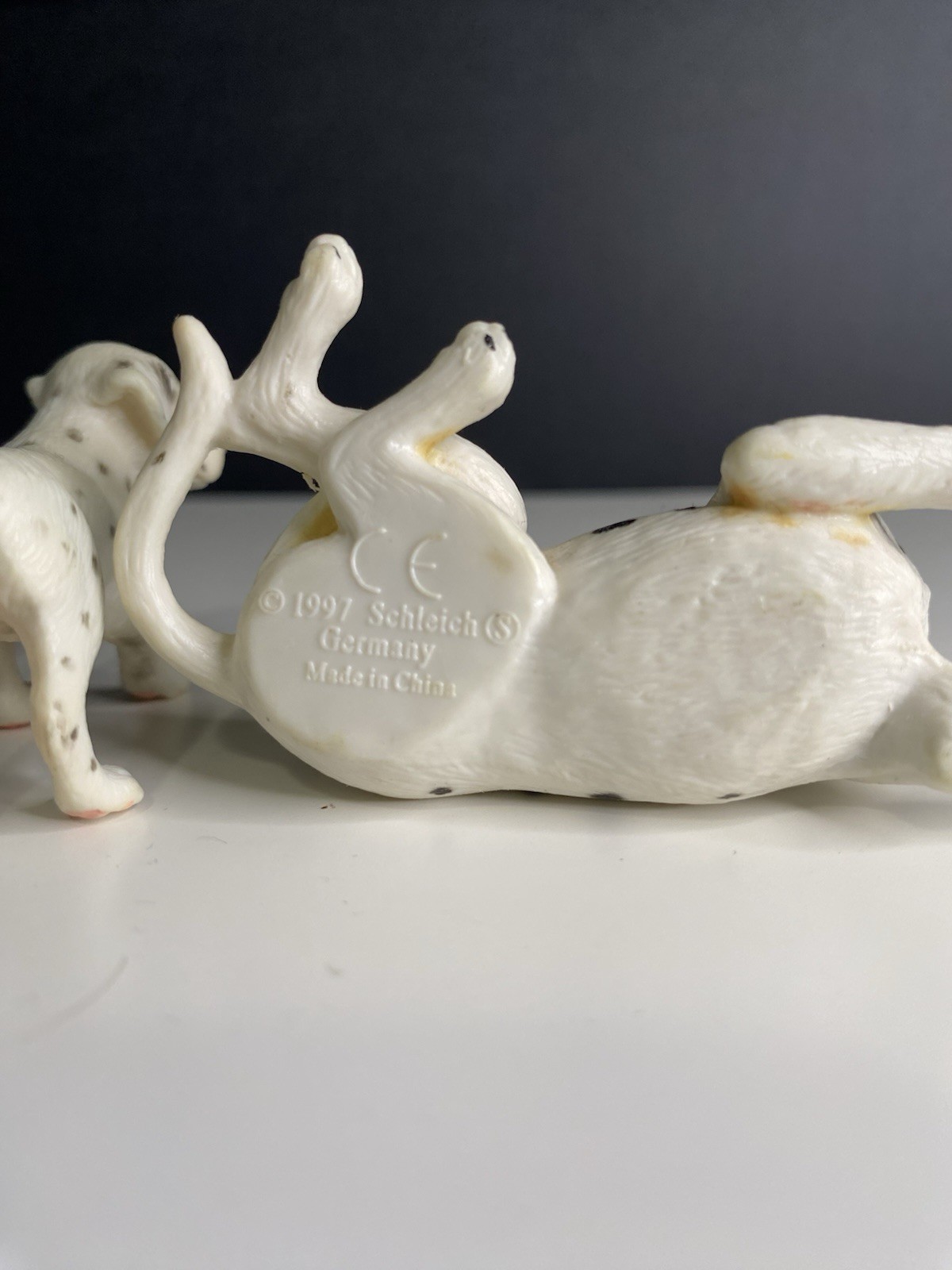 Schleich Dalmatian Laying Down With Puppy Dog Pet Animal Figurine 1997, 2006