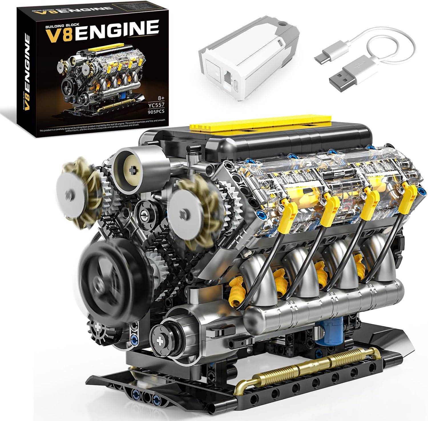 STEM V8 Engine Model Kit – 905 PCS Educational Toy for Teens & Adults