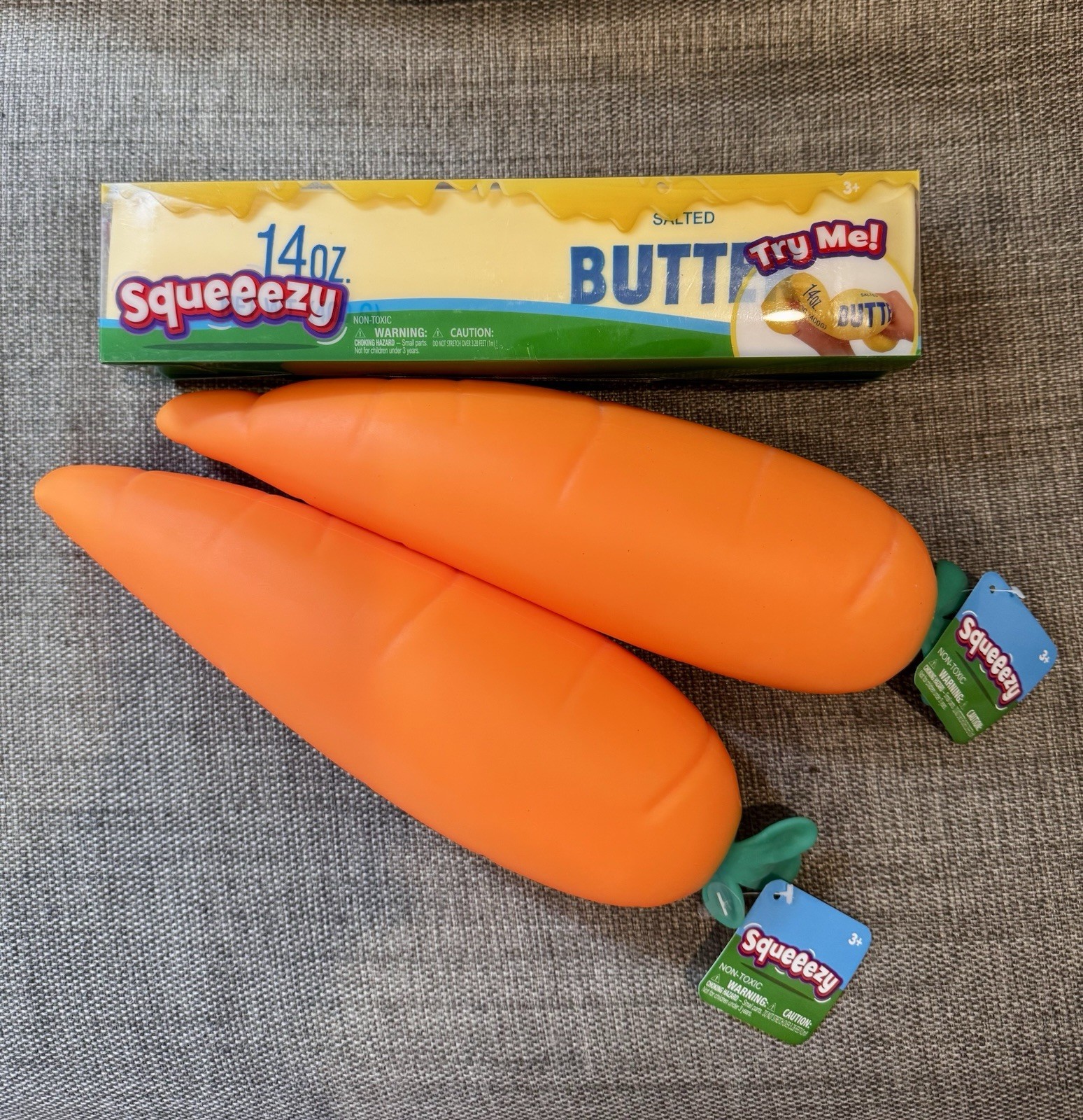 Jumbo Squeeezy squishy BUTTER & 2 Carrot LOT Viral Tiktok toy toymendous